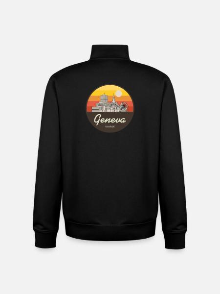 Geneva Skyline Sunset - Unisex Organic Zip Sweatshirt by Stanley/Stella - black
