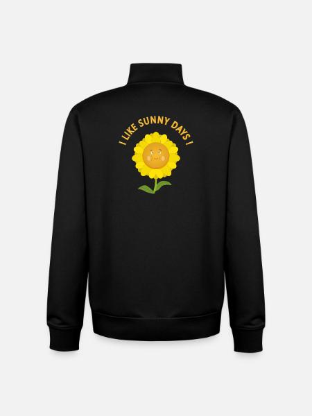 Smiling sunflower with inscription - Unisex Organic Zip Sweatshirt by Stanley/Stella - black