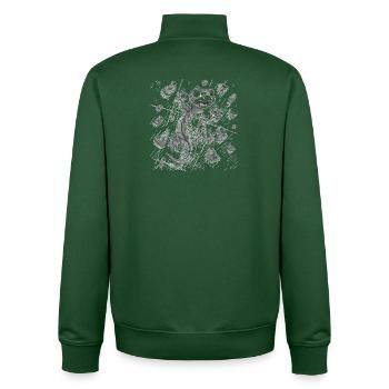 Bloc Gecko Lézard Escalade Dessin Cadeau - Sweat zippé unisexe en coton bio Stanley/Stella - vert bouteille - Dos - AI Model Male 185 dark (185cm)