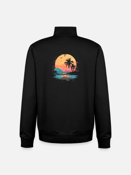 Palm Tree Sunset Summer Sun - Unisex Organic Zip Sweatshirt by Stanley/Stella - black