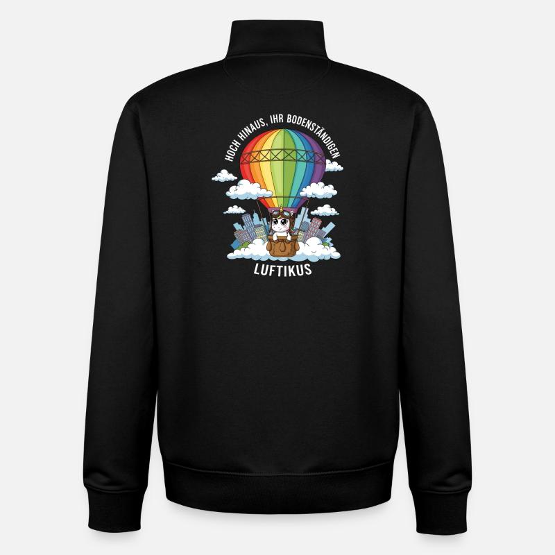 Licorne Luftikus - Sweat zippé unisexe en coton bio Stanley/Stella - noir