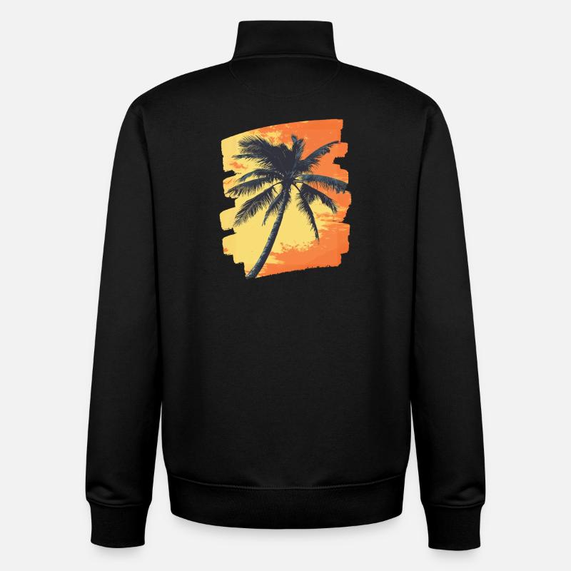 Palm Tree Sunset Summer - Unisex Organic Zip Sweatshirt by Stanley/Stella - black