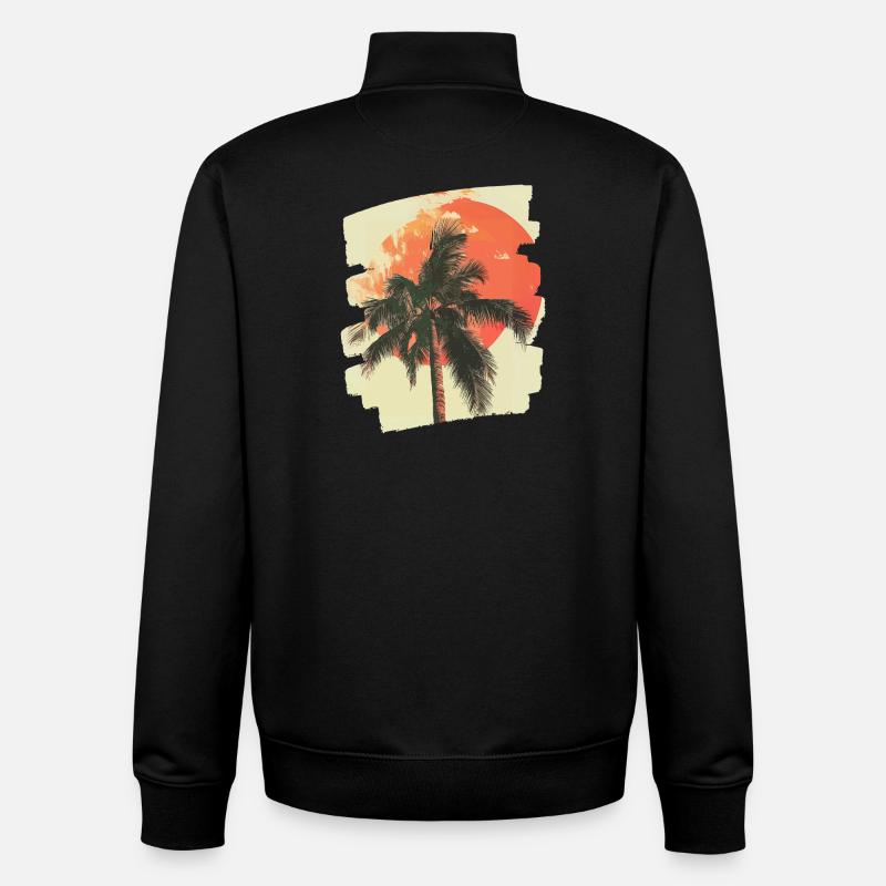 Palm Tree Sunset Summer - Unisex Organic Zip Sweatshirt by Stanley/Stella - black