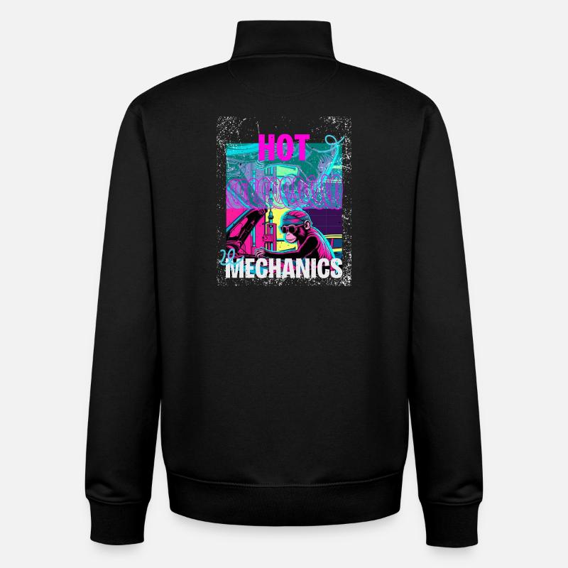 Hot Mechanics – Neon Monkey Garage Design - Unisex Organic Zip Sweatshirt von Stanley/Stella - Schwarz