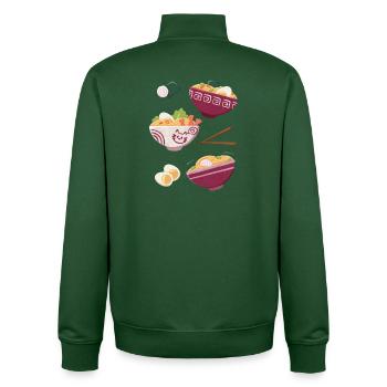 Ramen Japanese Food Cats Design - Unisex Organic Zip Sweatshirt by Stanley/Stella - bottle green - Back - AI Model Male 185 dark (185cm)
