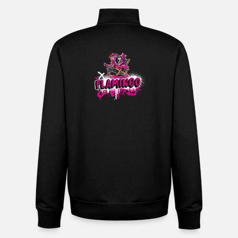 Relax Flamingo Graffiti Style - Unisex Organic Zip Sweatshirt by Stanley/Stella - black