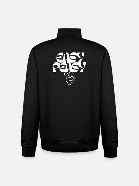 Peaceful Hand Gesture with Artistic Typography - Unisex Organic Zip Sweatshirt by Stanley/Stella - black