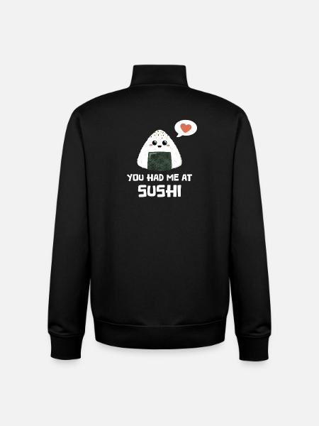 Sushi onigiri saying funny - Unisex Organic Zip Sweatshirt by Stanley/Stella - black