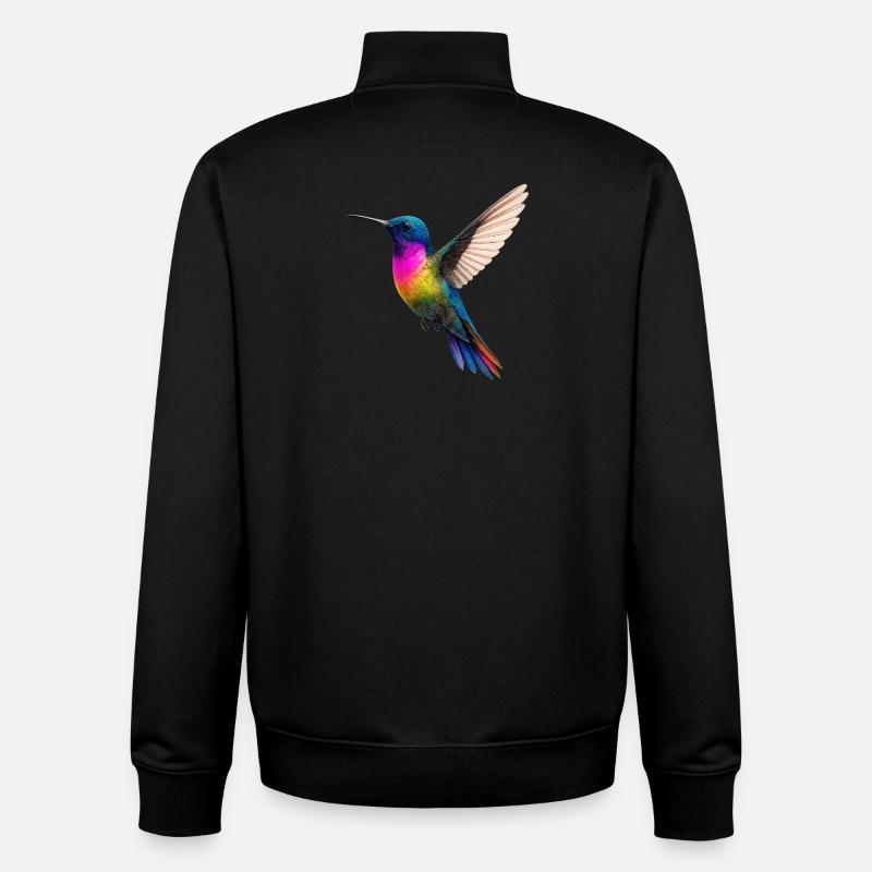 Conception vibrante de colibri arc-en-ciel - Sweat zippé unisexe en coton bio Stanley/Stella - noir