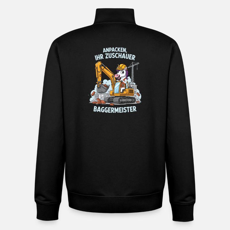 Einhorn Baggermeister - Unisex Organic Zip Sweatshirt von Stanley/Stella - Schwarz