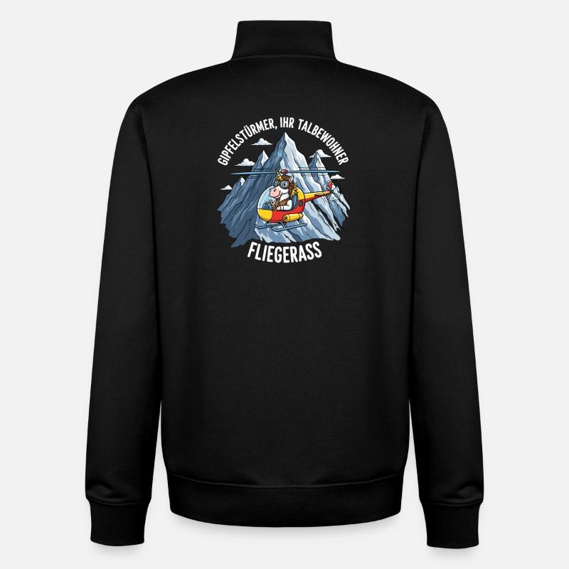 Pilote Licorne - Sweat zippé unisexe en coton bio Stanley/Stella - noir