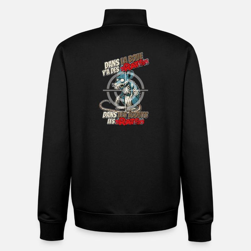 Marseillais Rats - Sweat zippé unisexe en coton bio Stanley/Stella - noir