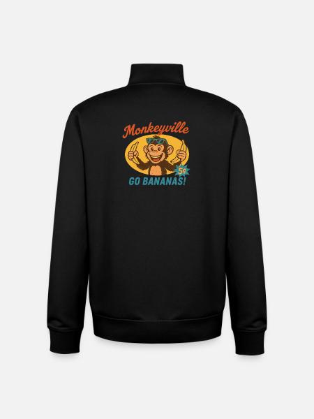 Monkey - Monkeyville - Unisex Organic Zip Sweatshirt by Stanley/Stella - black