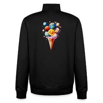 Planet Cream Gaufre Crème glacée - Sweat zippé unisexe en coton bio Stanley/Stella - noir - Dos - AI Model Male 185 light (185cm)