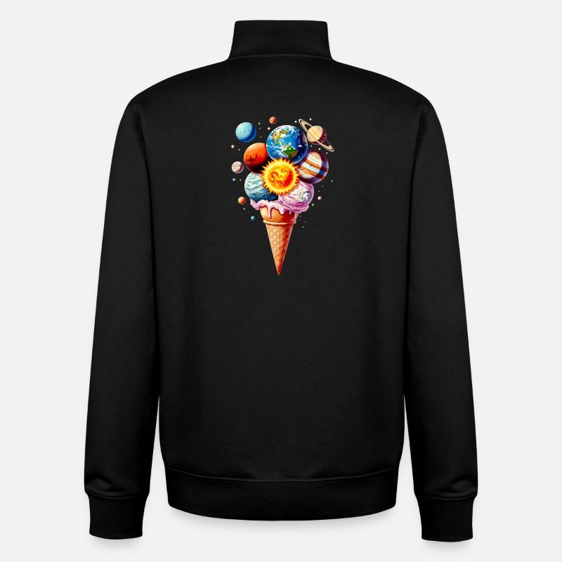 Planeten Eiscreme Waffel Eis - Unisex Organic Zip Sweatshirt von Stanley/Stella - Schwarz