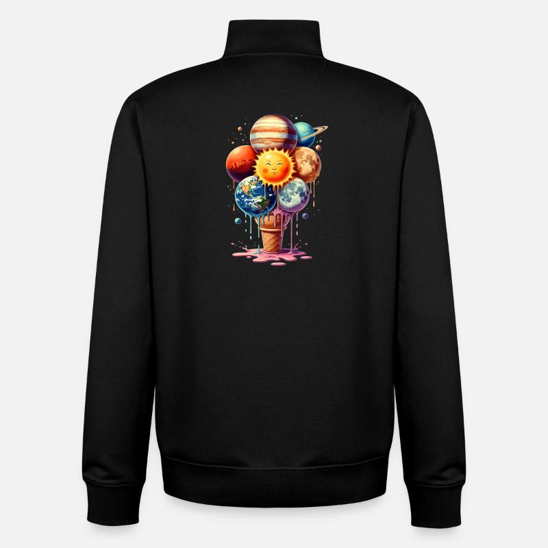 Eiscreme Planeten Waffeleis Sonnensystem - Unisex Organic Zip Sweatshirt von Stanley/Stella - Schwarz