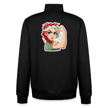 Powerfrau RosieStil Cartoon - Unisex Organic Zip Sweatshirt von Stanley/Stella - Schwarz - Hinten - AI Model Male 185 light (185cm)