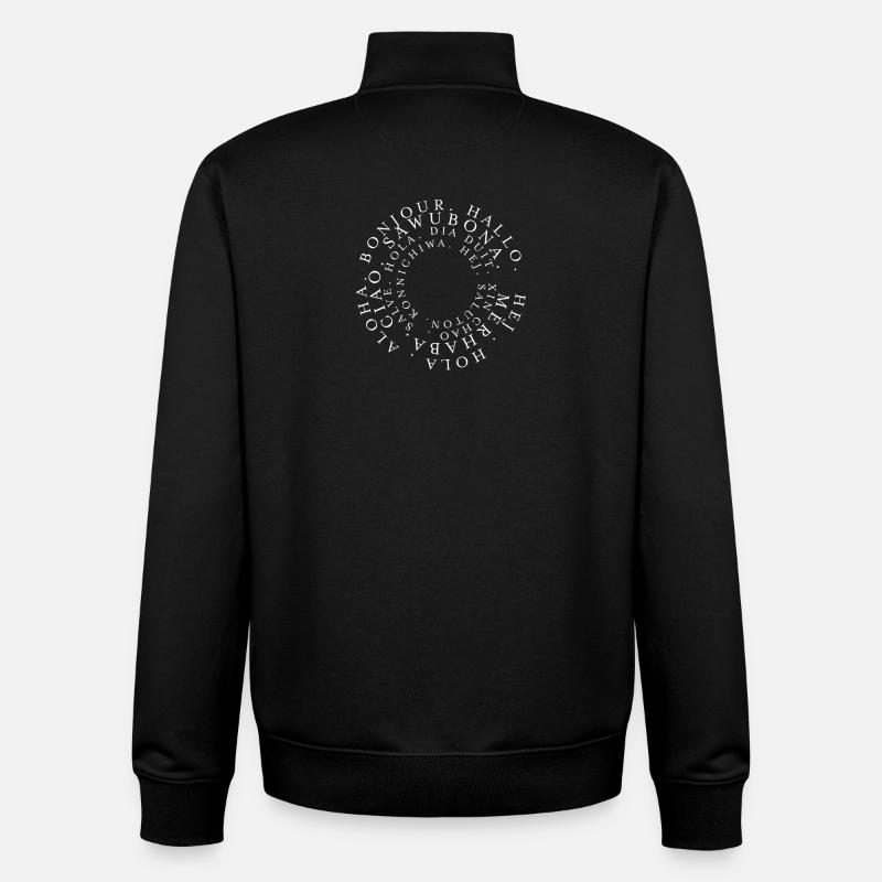 Welcome Hello in different languages - Unisex Organic Zip Sweatshirt by Stanley/Stella - black