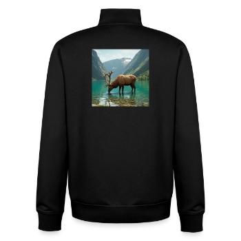 Alpenhirsch am ruhigen See - Unisex Organic Zip Sweatshirt von Stanley/Stella - Schwarz - Hinten - AI Model Male 185 light (185cm)