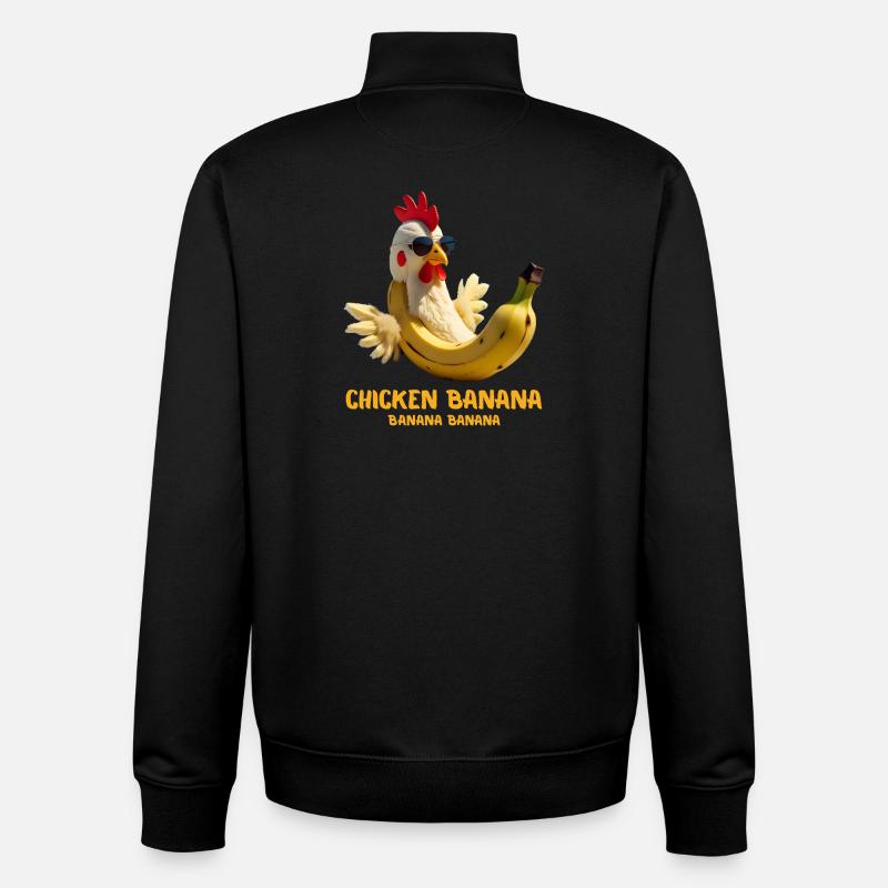 Sjov kyllingebanangave til Brainrot Meme-elskere - Stanley/Stella unisex sweatshirt med lynlås i økologisk - sort