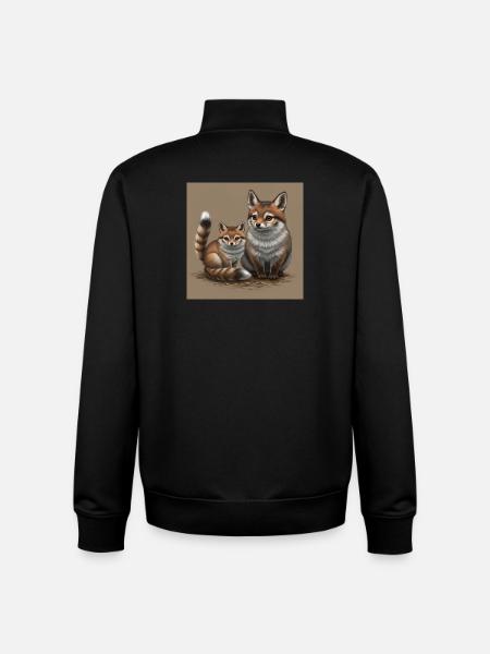 Verspielte Fuchs-Mutter und Kind - Unisex Organic Zip Sweatshirt von Stanley/Stella - Schwarz