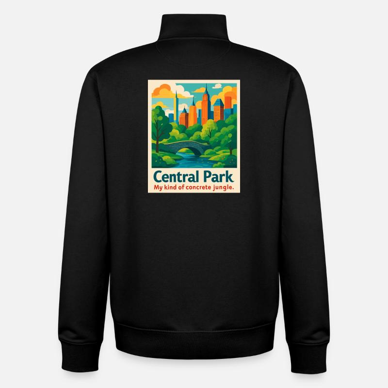 Ambiance de Central Park - Sweat zippé unisexe en coton bio Stanley/Stella - noir