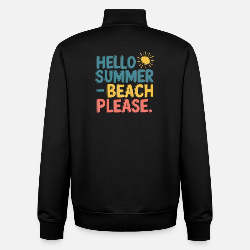 Hello Summer – Beach Please! - Unisex Organic Zip Sweatshirt by Stanley/Stella - black