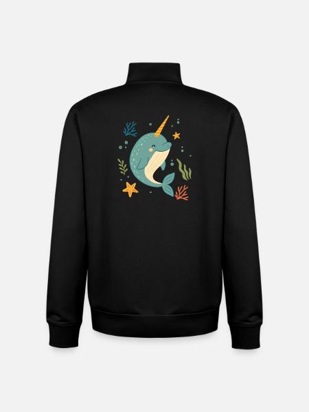 Narhval i havet – Havenes enhjørning - Stanley/Stella unisex sweatshirt med lynlås i økologisk - sort