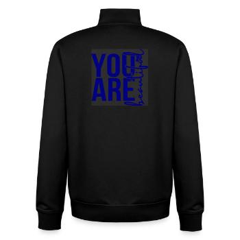 Inspirierendes Zitat  - Unisex Organic Zip Sweatshirt von Stanley/Stella - Schwarz - Hinten - AI Model Male 185 light (185cm)