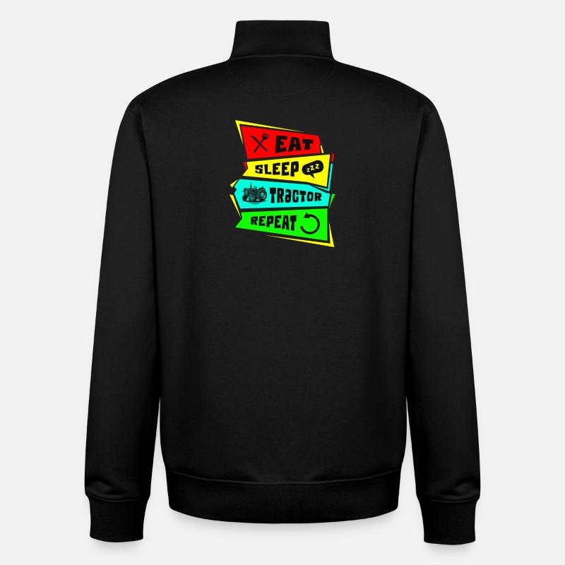 Manger dormir tracteur répéter - Sweat zippé unisexe en coton bio Stanley/Stella - noir