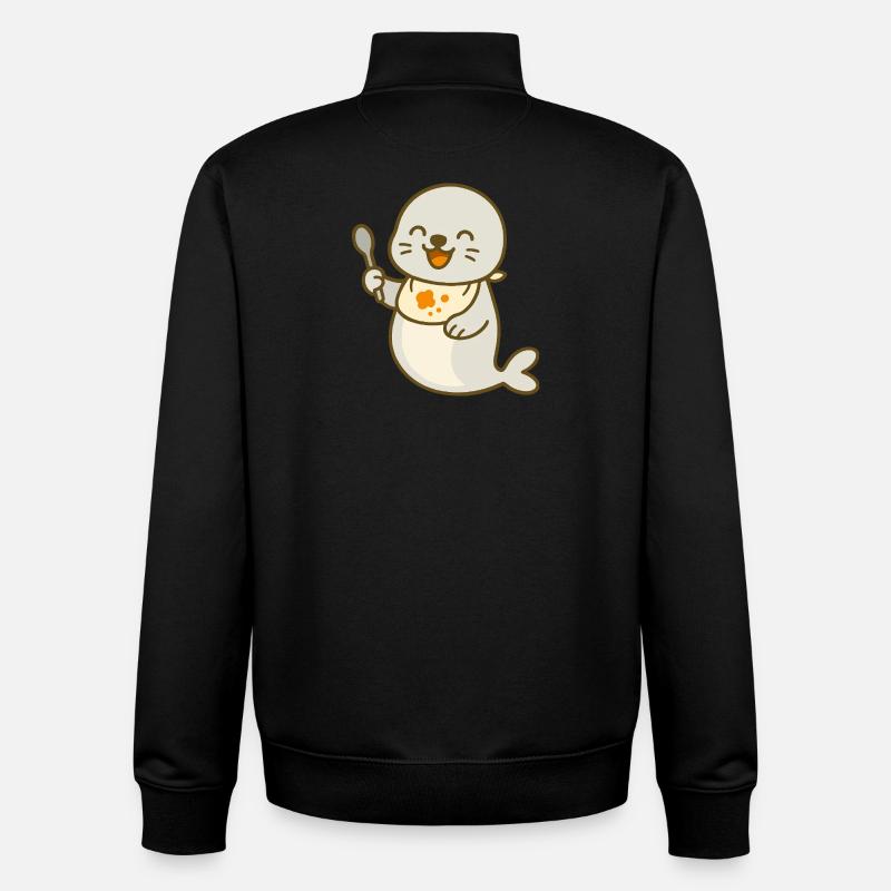 Futtern mit dem Robbenbaby - Unisex Organic Zip Sweatshirt von Stanley/Stella - Schwarz