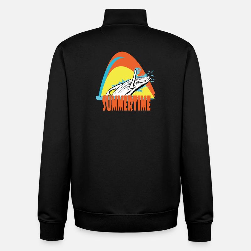 Baleine à bosse - Sweat zippé unisexe en coton bio Stanley/Stella - noir