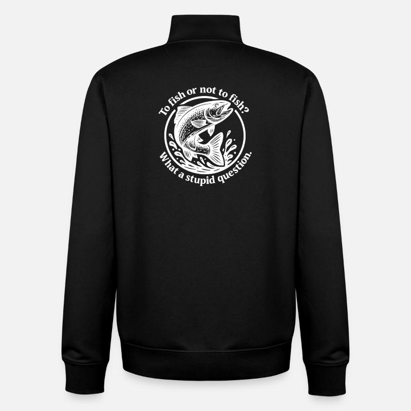 Funny fish motif with question - Unisex Organic Zip Sweatshirt by Stanley/Stella - black