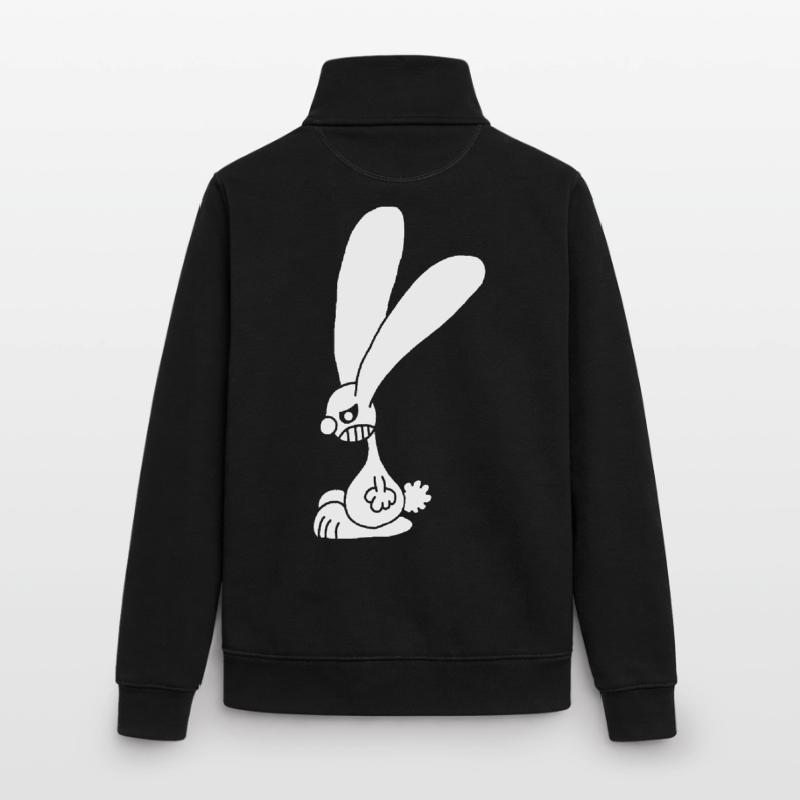 Grumpy White Rabbit Unisex Organic Zip Sweatshirt by Stanley/Stella