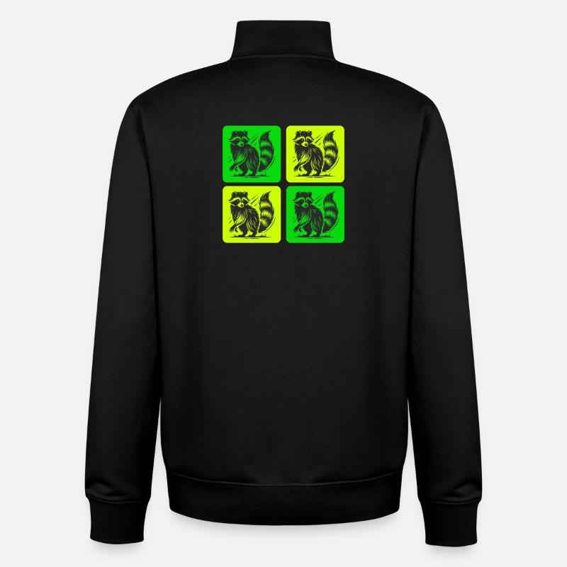 Stylischer Waschbär Retro Design - Unisex Organic Zip Sweatshirt von Stanley/Stella - Schwarz
