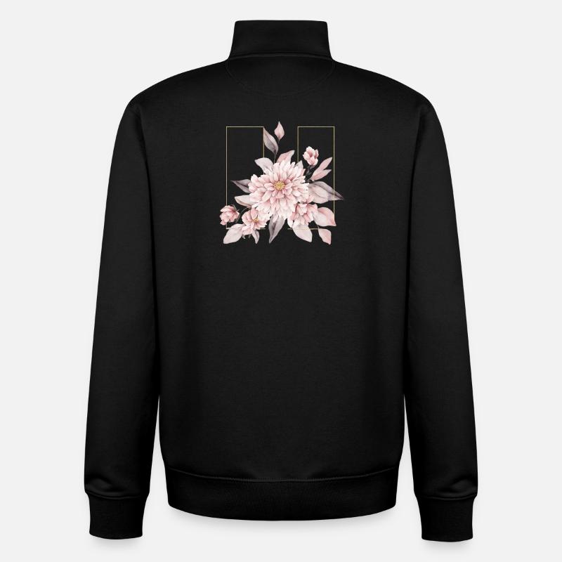 Elegant Blush Blomster Design - Stanley/Stella unisex sweatshirt med lynlås i økologisk - sort