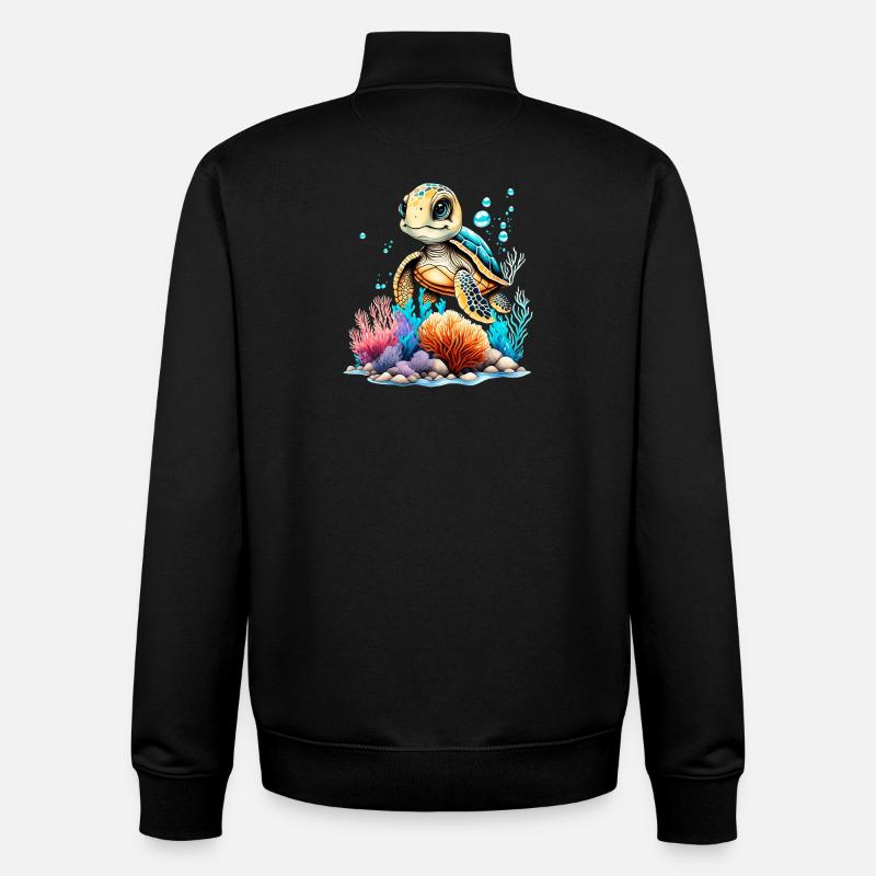 Lebendige Unterwasser-Schildkrötenszene - Unisex Organic Zip Sweatshirt von Stanley/Stella - Schwarz