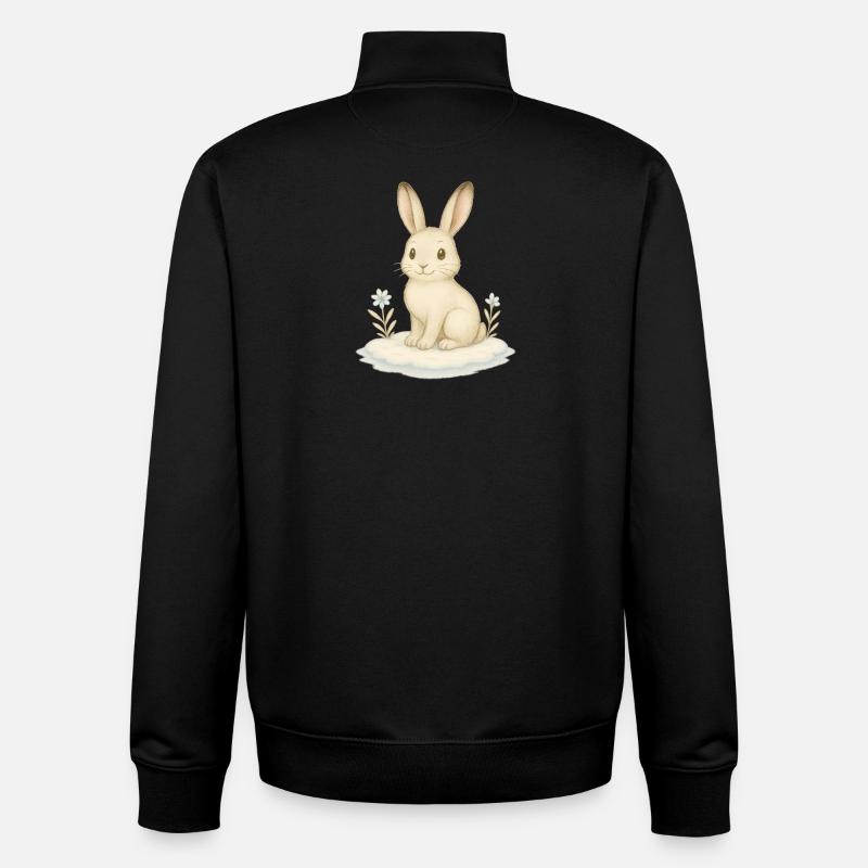 Nordic Arctic - Snow Hare - Unisex Organic Zip Sweatshirt by Stanley/Stella - black