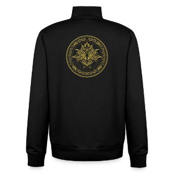 Lotus Mandala - Symbole spirituel en or - Sweat zippé unisexe en coton bio Stanley/Stella - noir - Dos - AI Model Male 185 light (185cm)