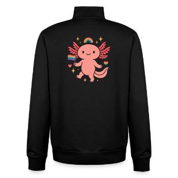 Cute Axolotl mit Pride Flagge & Regenbogen - Unisex Organic Zip Sweatshirt von Stanley/Stella - Schwarz - Hinten - AI Model Male 185 light (185cm)