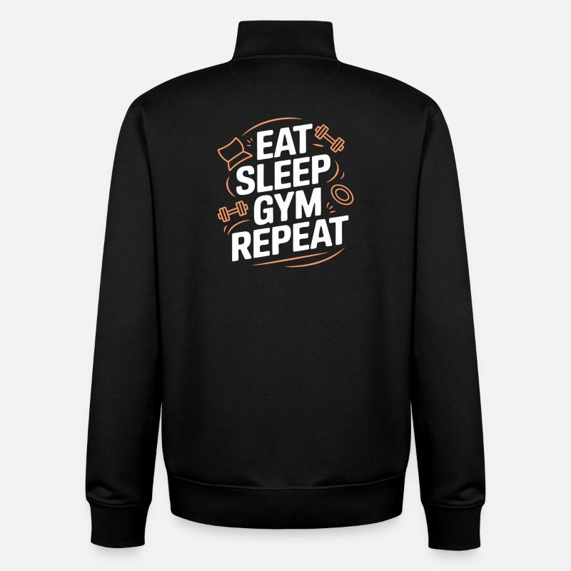 Manger dormir Gym Répéter - Sweat zippé unisexe en coton bio Stanley/Stella - noir