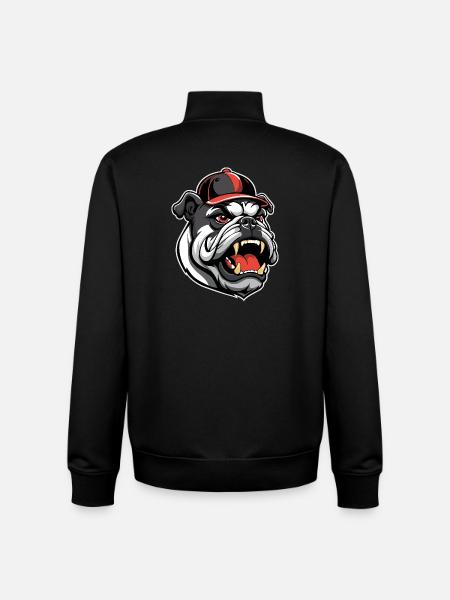 BULLDOG WITH BASEBALL CAP - Unisex Organic Zip Sweatshirt by Stanley/Stella - black
