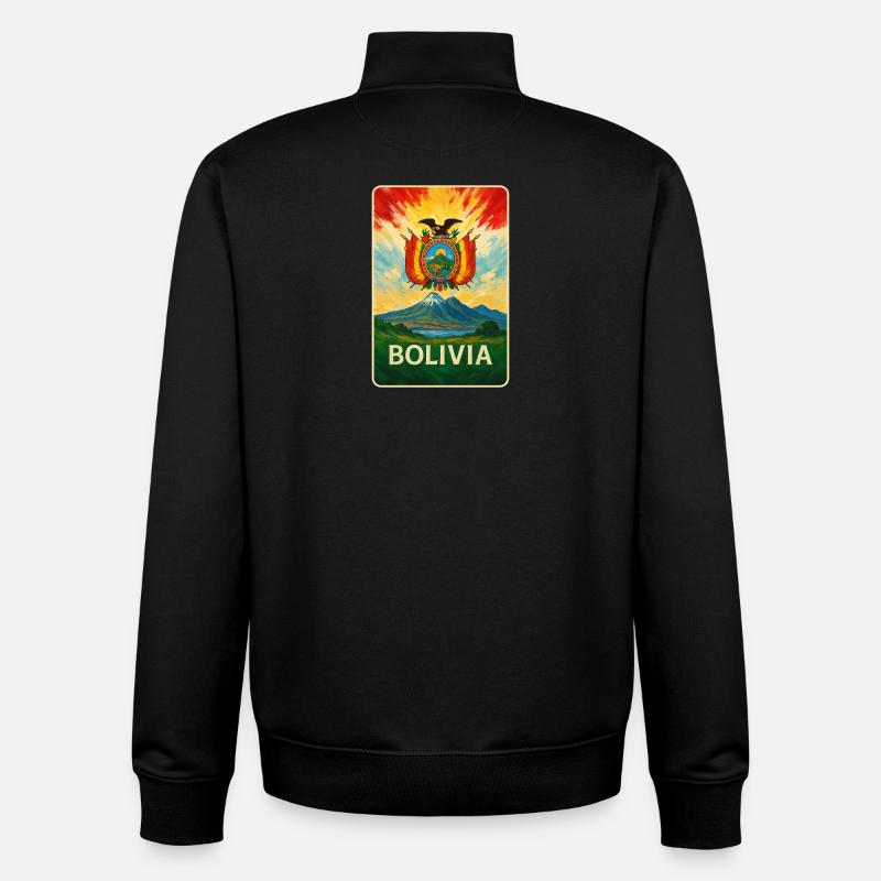 Bolivia Flags Landscape Design - Unisex Organic Zip Sweatshirt by Stanley/Stella - black