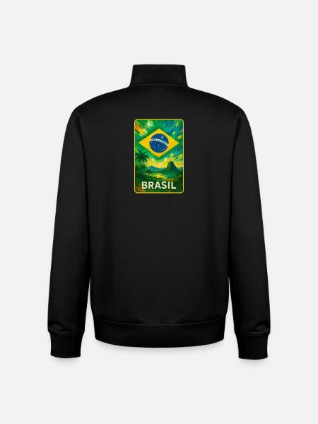 Brazil Flags Landscape Design - Unisex Organic Zip Sweatshirt by Stanley/Stella - black