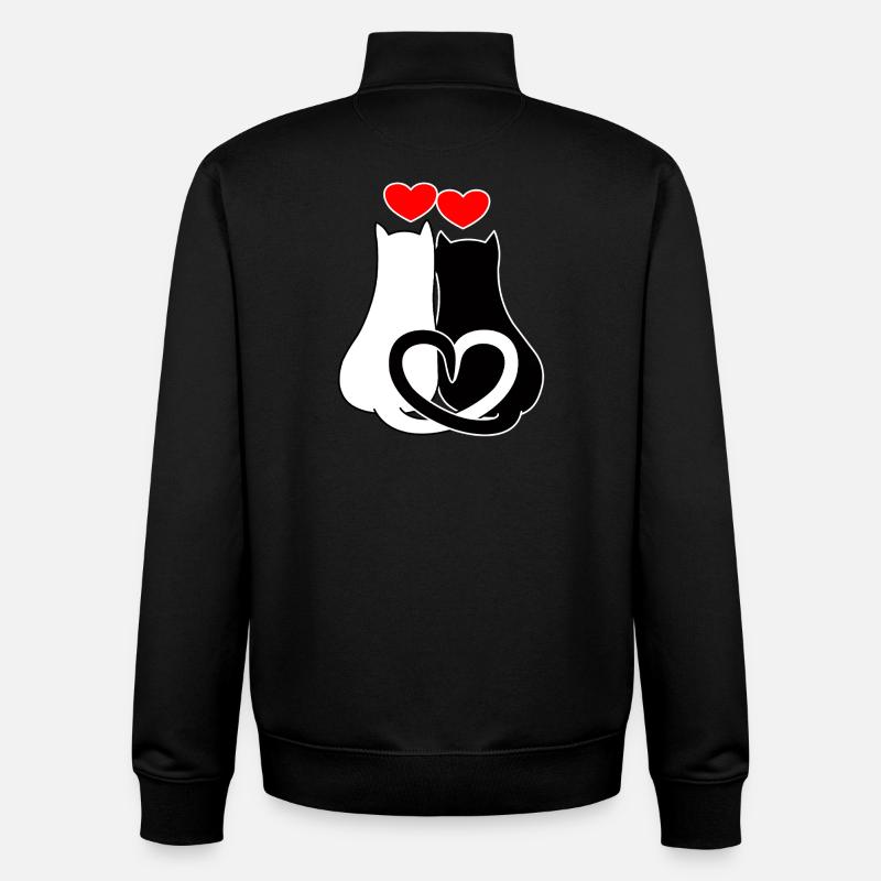 Verliebte Katzen mit Herzen - Unisex Organic Zip Sweatshirt von Stanley/Stella - Schwarz