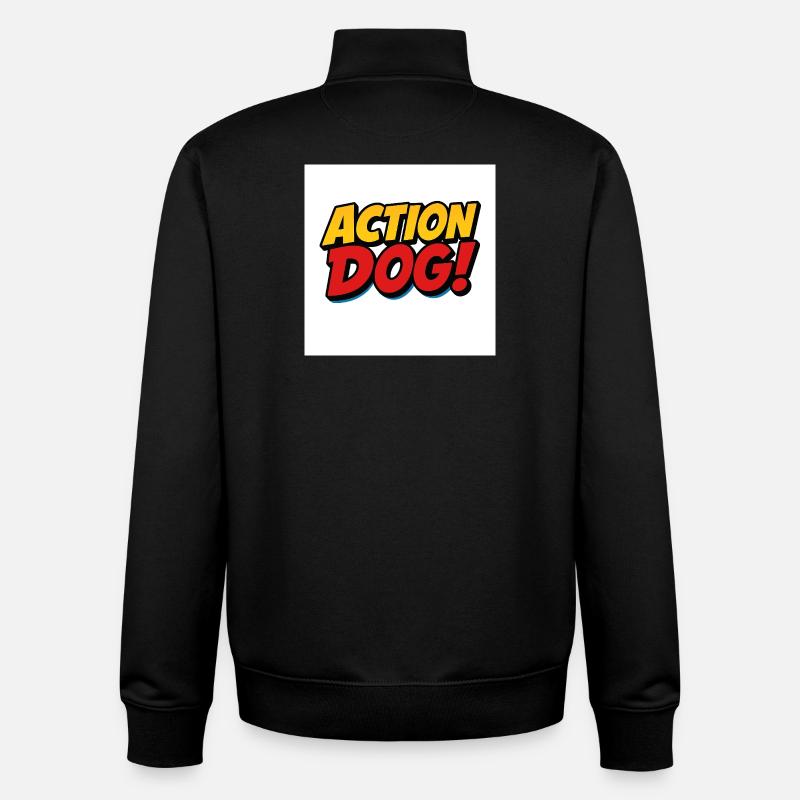 Action Hund Comic Stil - Unisex Organic Zip Sweatshirt von Stanley/Stella - Schwarz