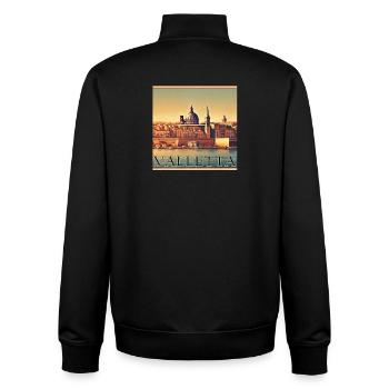 La Valette à Malte : ville portuaire méditerranéenne rétro - Sweat zippé unisexe en coton bio Stanley/Stella - noir - Dos - AI Model Male 185 light (185cm)
