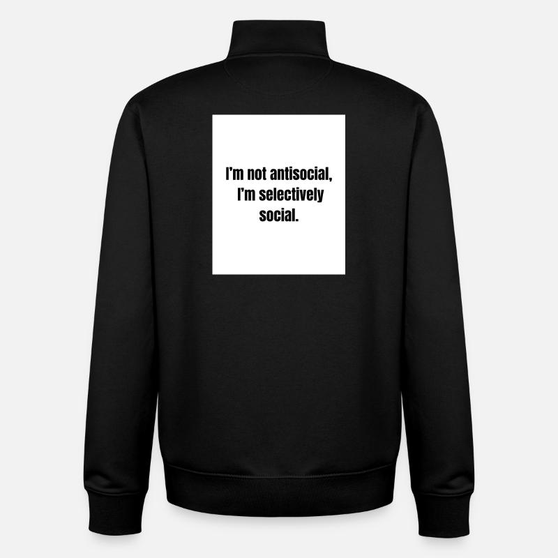 Selektiv sozial – introvertierte Definition - Unisex Organic Zip Sweatshirt von Stanley/Stella - Schwarz
