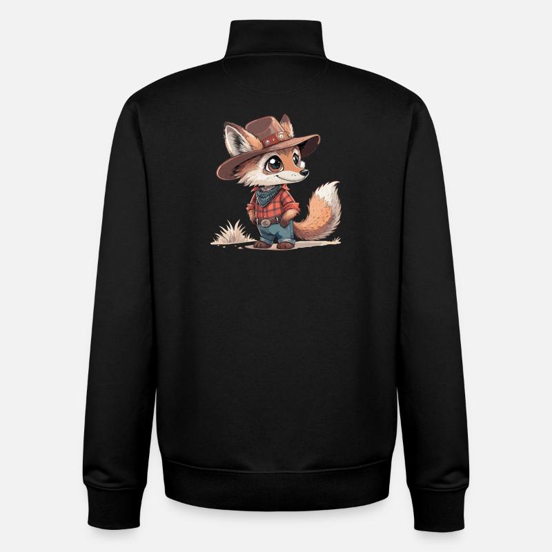 Cowboy Coyote de l’Ouest - Sweat zippé unisexe en coton bio Stanley/Stella - noir