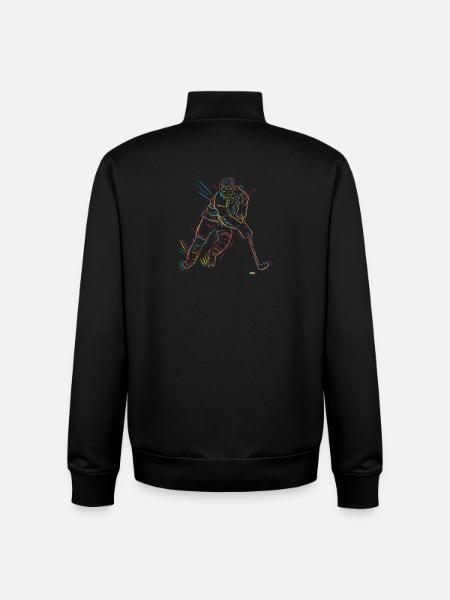 hockey player oldschool look - Unisex Organic Zip Sweatshirt by Stanley/Stella - black